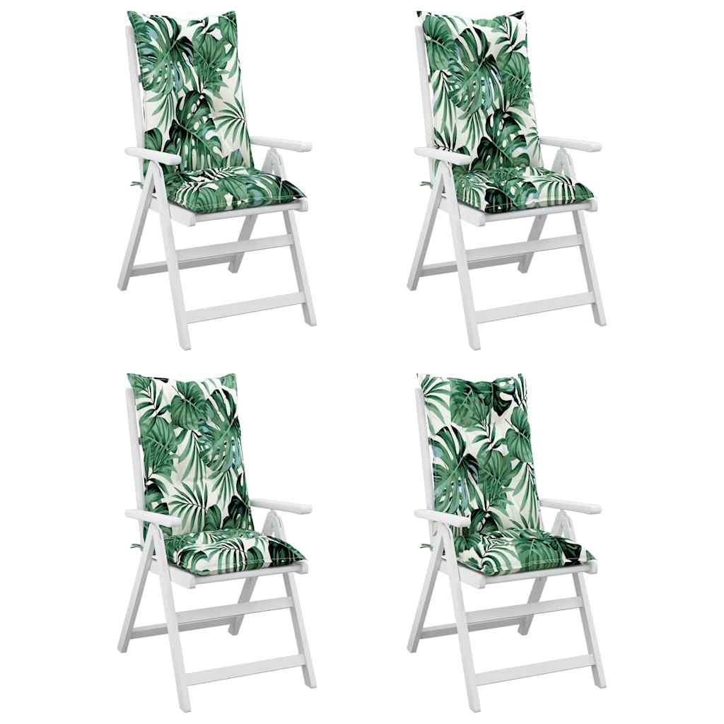 Vidaxx coussins de chaise 4 pcs dossier haut 120x50x7 cm tissu motif feuille