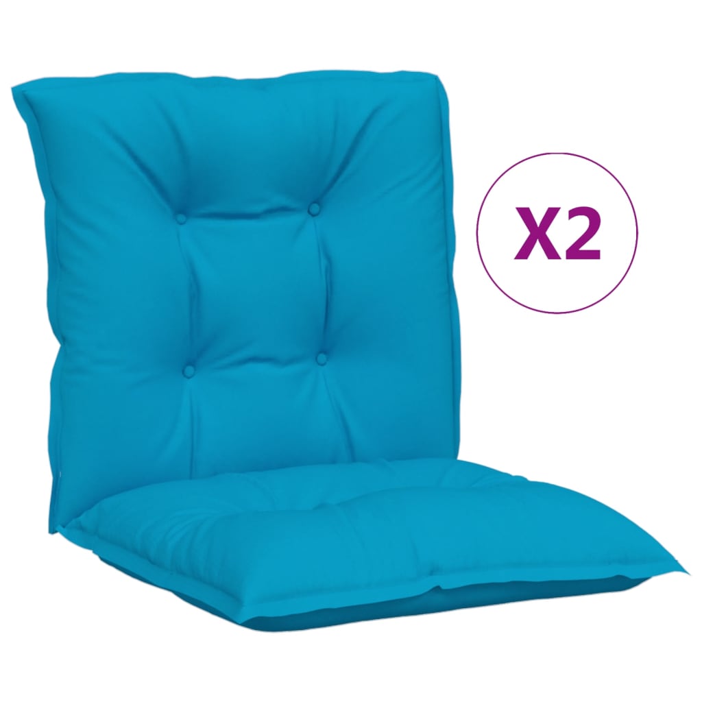 VidaXL Coussins de chaise de jardin 2 pcs dossier bas 100x50x7 cm tissu bleu