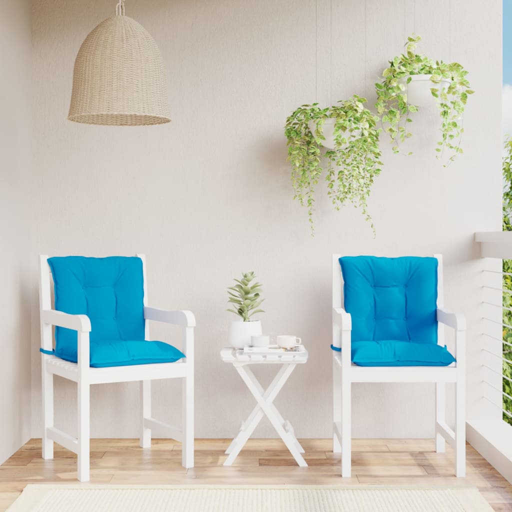 VidaXL Coussins de chaise de jardin 2 pcs dossier bas 100x50x7 cm tissu bleu