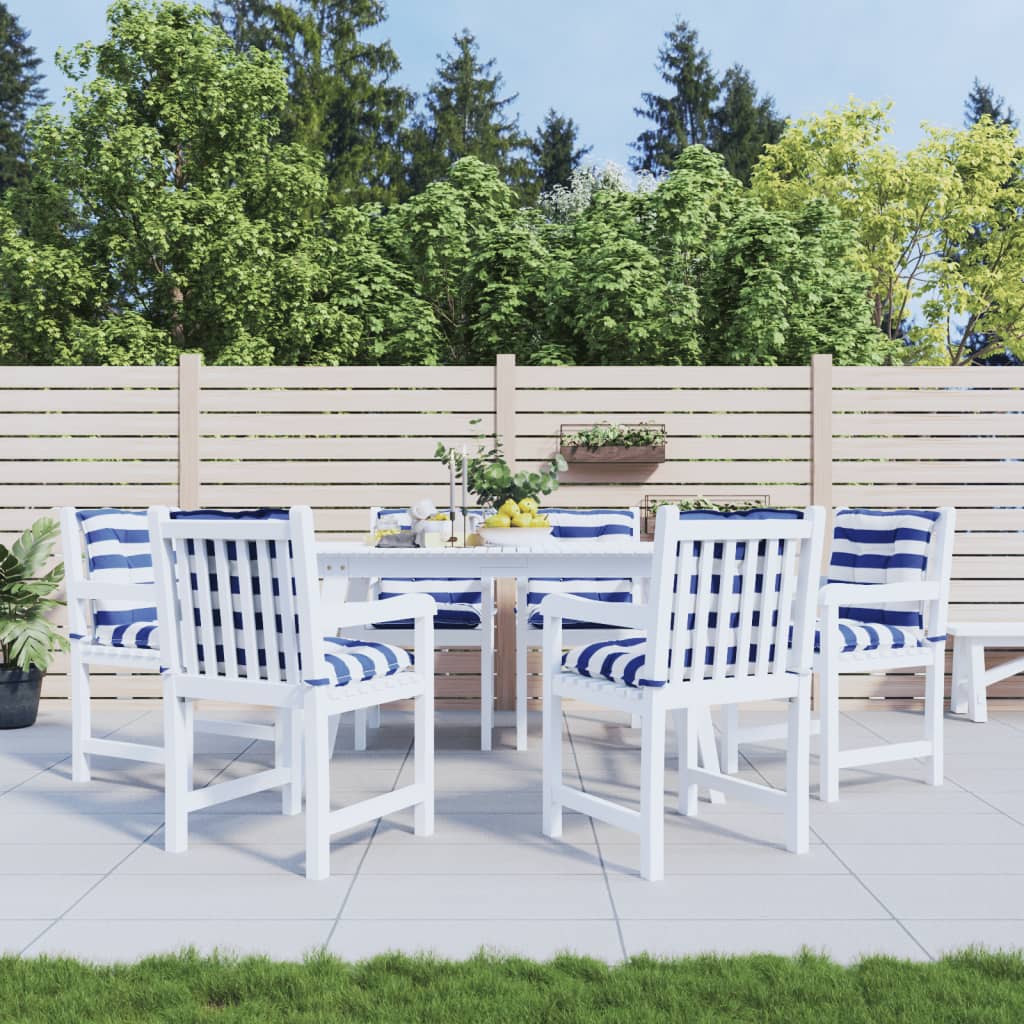 VidaXL Coussins de chaise 6 pcs dossier bas tissu rayé blanc et bleu