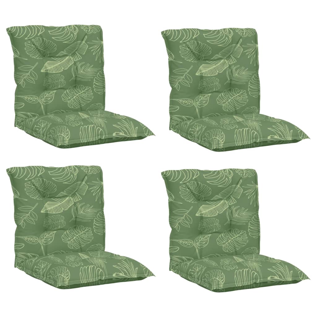 VidaXL coussins de chaise 4 pièces tissu à motif de feuilles à dossier bas