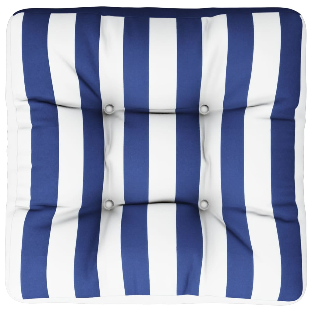 VidaXL coussin palette rayé 60x60x12 cm tissu bleu et blanc