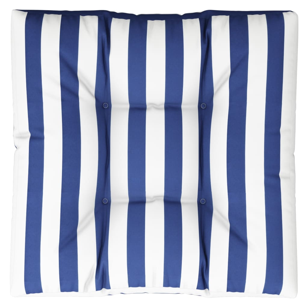 VidaXL coussin palette rayé 70x70x12 cm tissu bleu et blanc