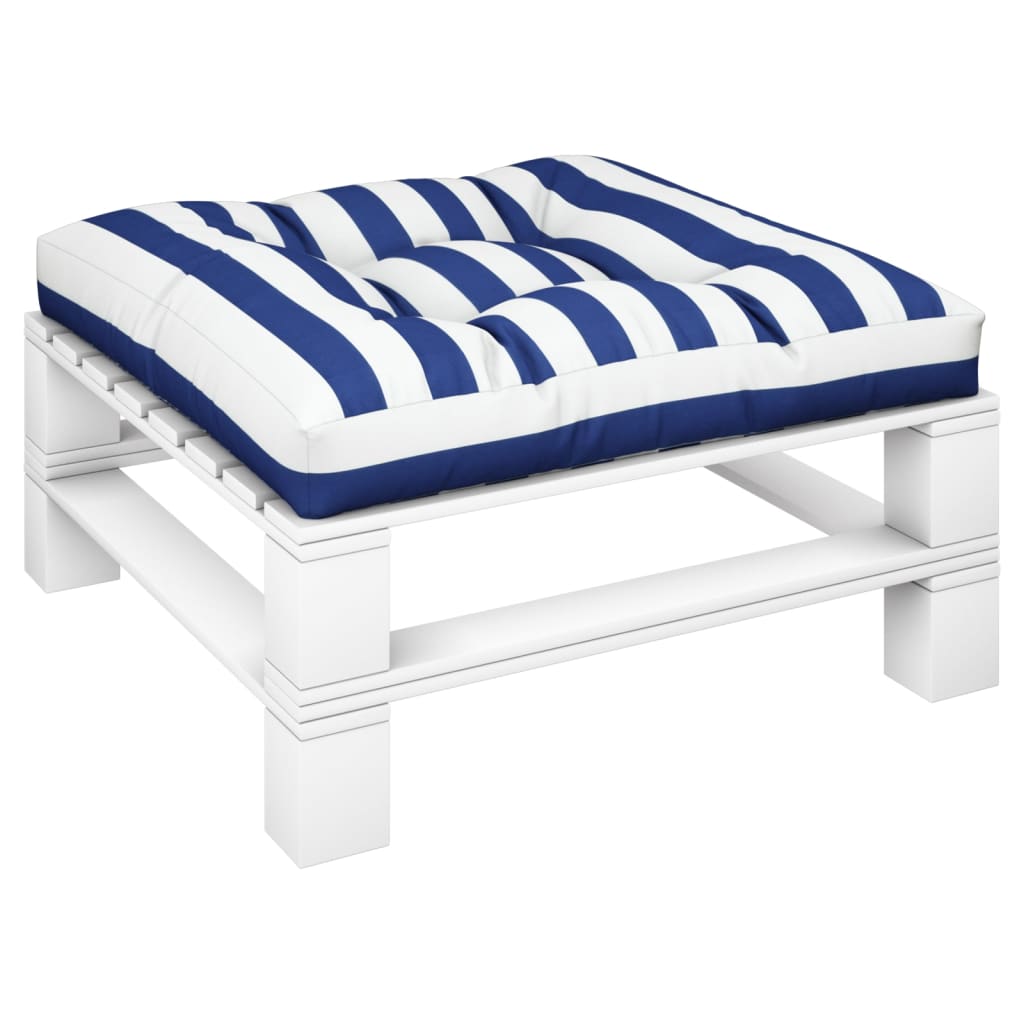 VidaXL coussin palette rayé 70x70x12 cm tissu bleu et blanc