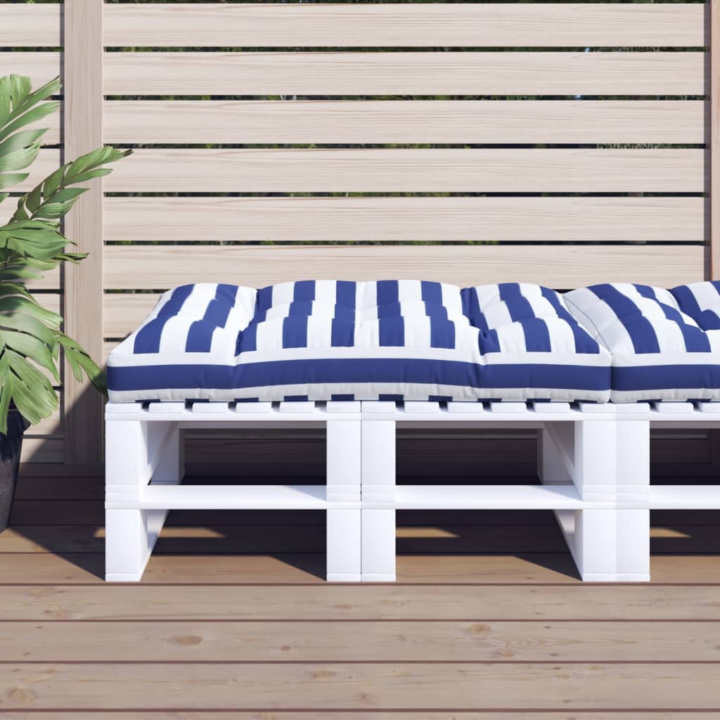 VidaXL coussin palette rayé 120x80x12 cm tissu bleu et blanc