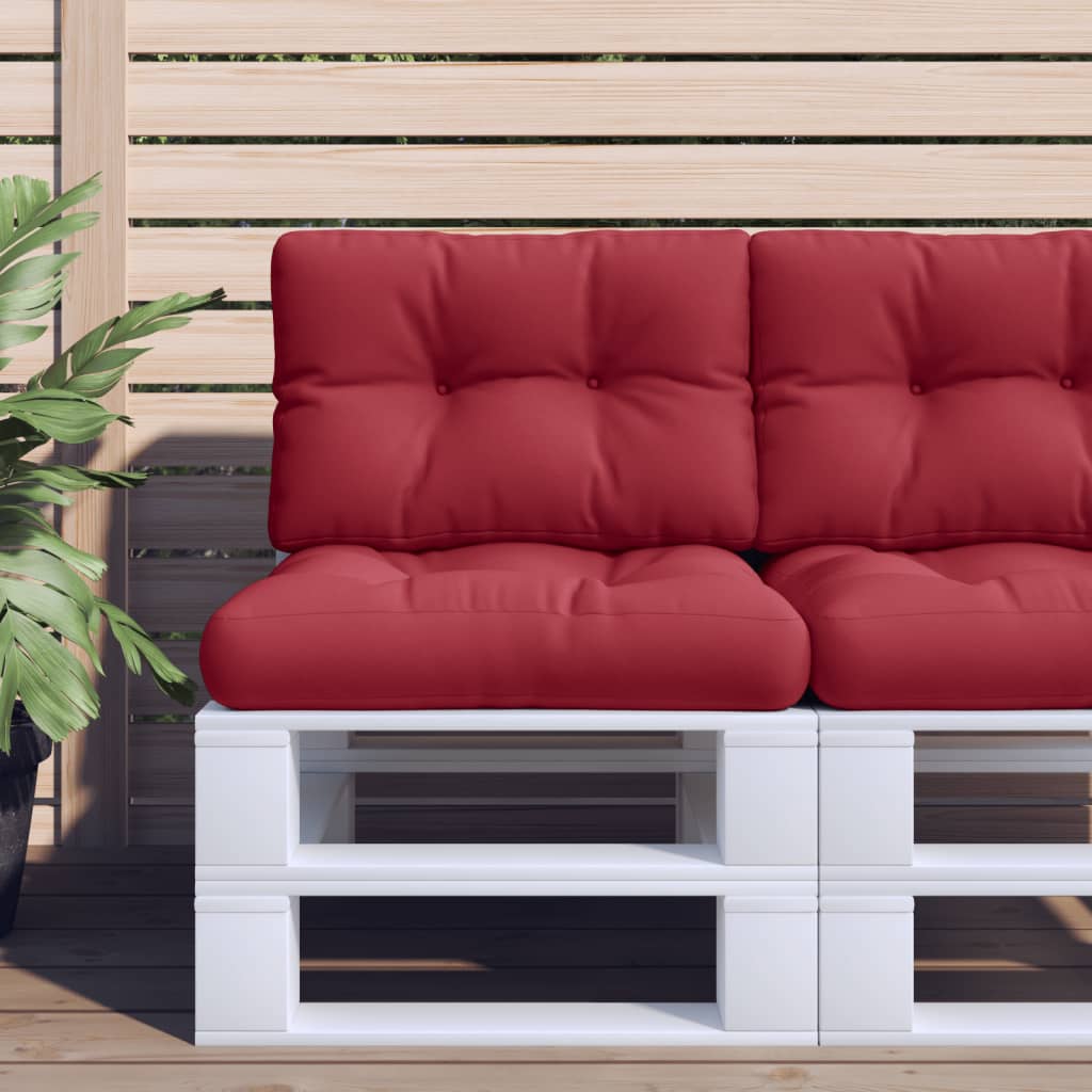 VidaXL coussin de palette 50x40x12 cm tissu rouge vin