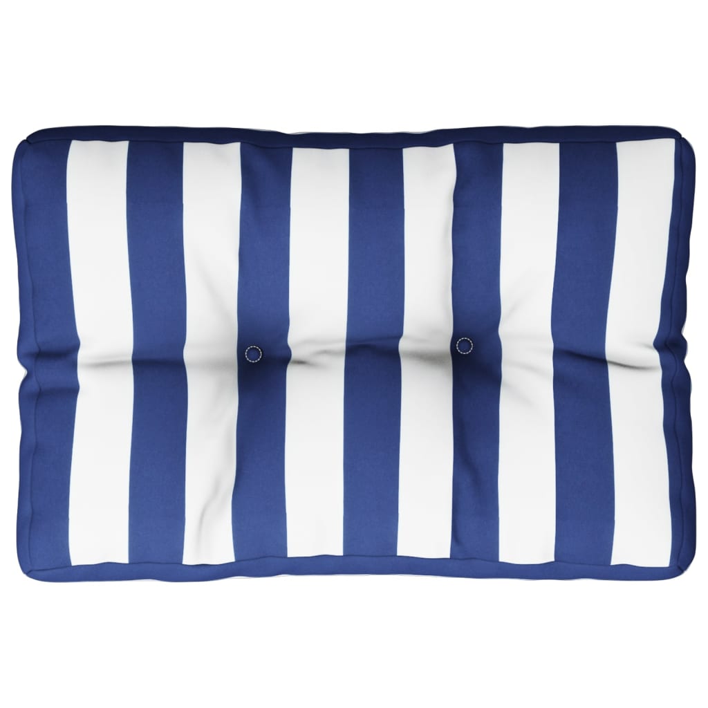VidaXL coussin palette rayé 60x40x12 cm tissu bleu et blanc