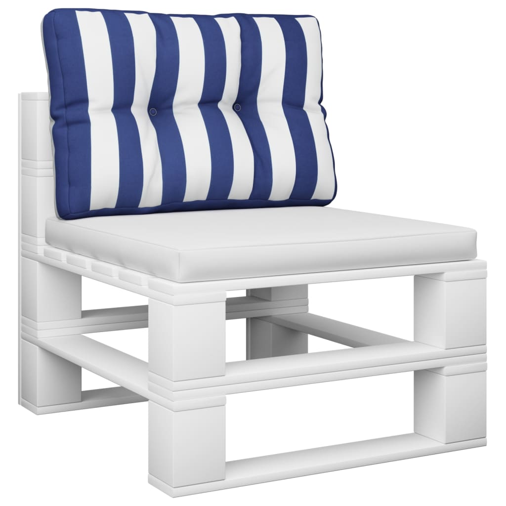 VidaXL coussin palette rayé 60x40x12 cm tissu bleu et blanc