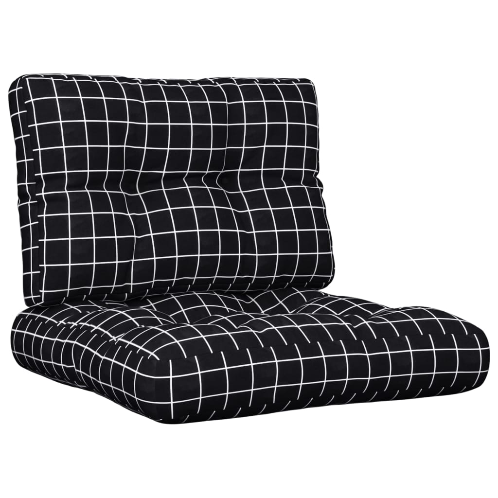 VidaXL coussins de palette 2 pcs tissu motif losange noir