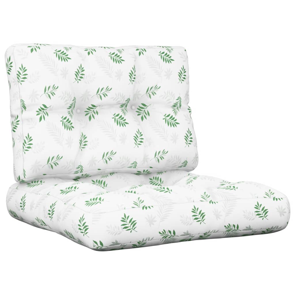 VidaXL coussins de palette 2 pcs tissu motif feuille