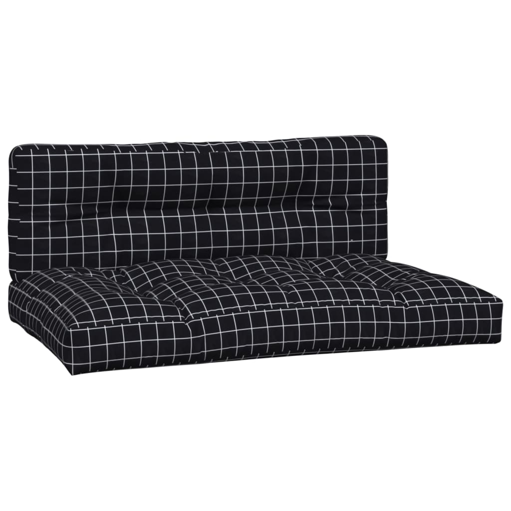 VidaXL coussins de palette 2 pcs tissu motif losange noir