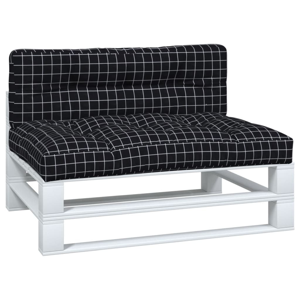 VidaXL coussins de palette 2 pcs tissu motif losange noir