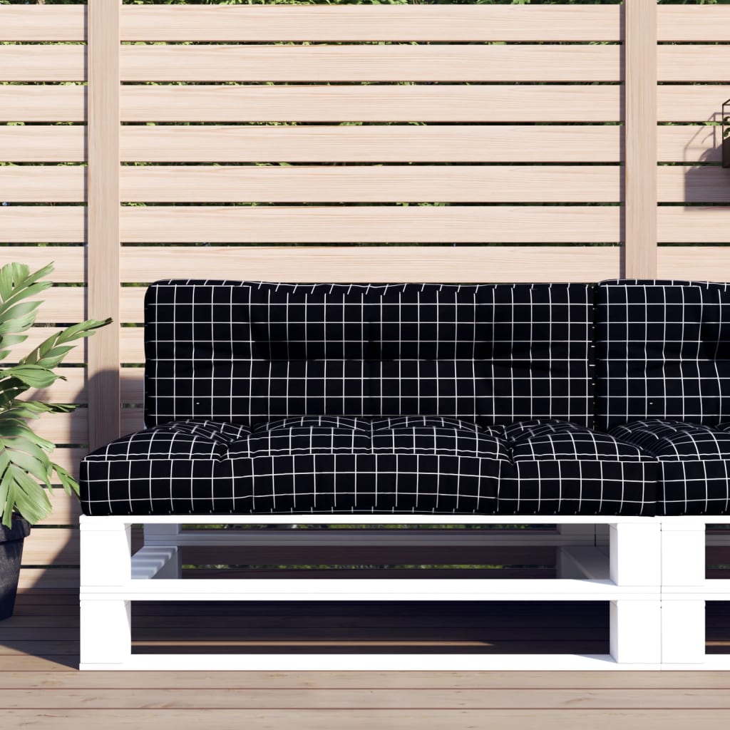 VidaXL coussins de palette 2 pcs tissu motif losange noir