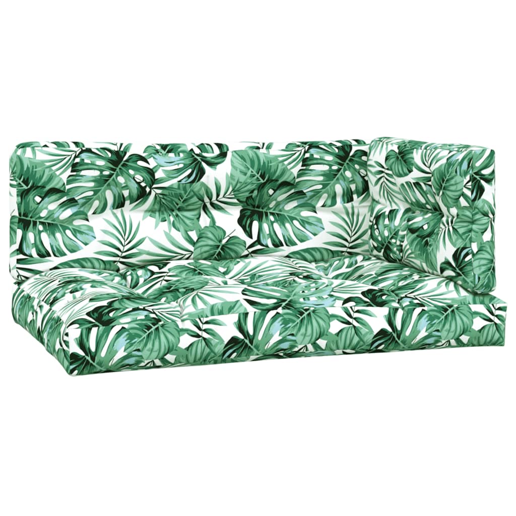 VidaXL coussins de palette 3 pcs motif de feuilles en tissu