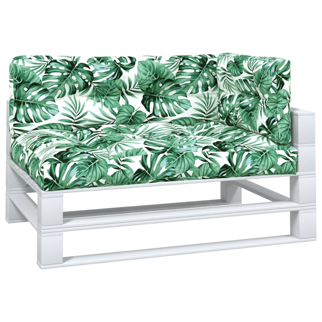 VidaXL coussins de palette 3 pcs motif de feuilles en tissu