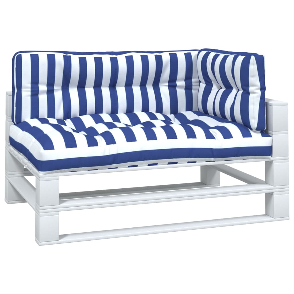 VidaXL coussins de palette 3 pcs tissu rayé blanc et bleu