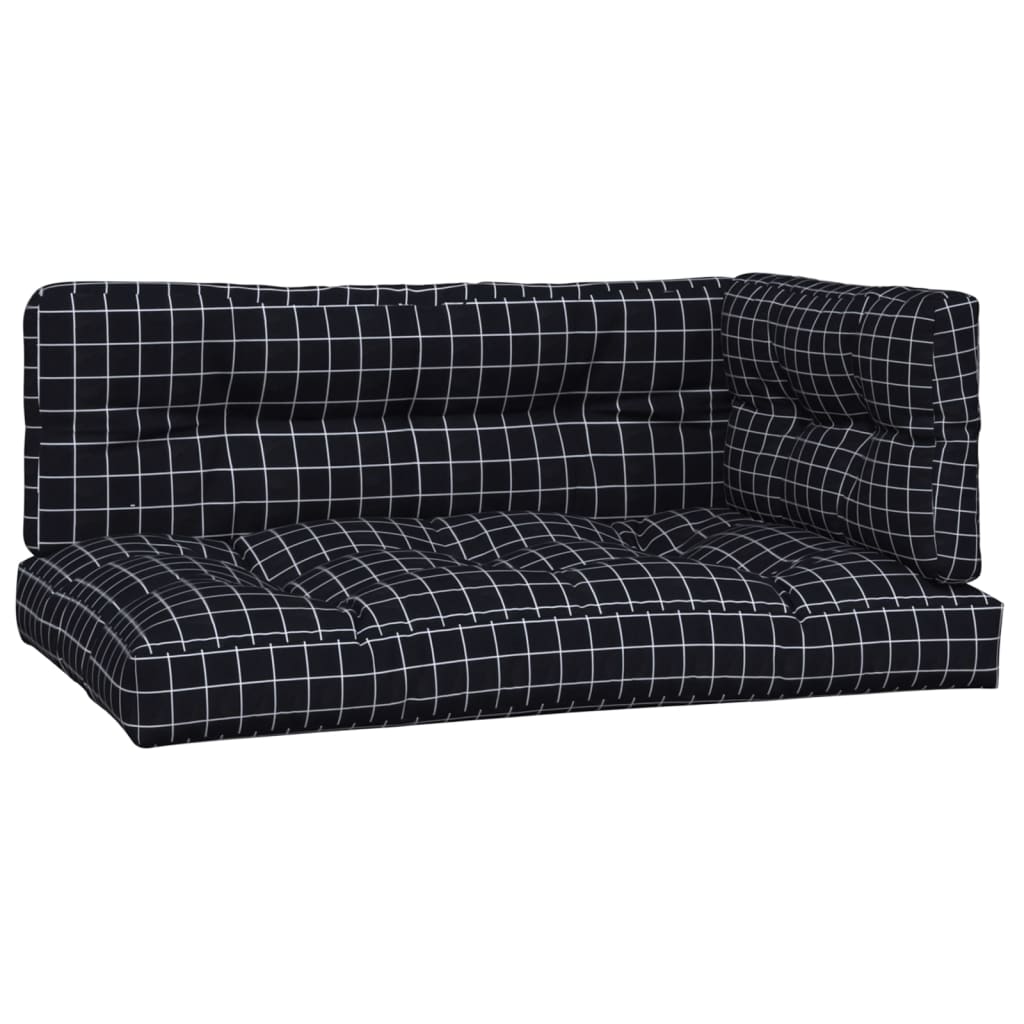 VidaXL coussins de palette 3 pcs tissu à motif losange noir