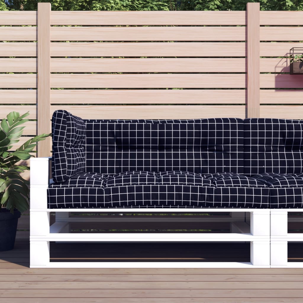 VidaXL coussins de palette 3 pcs tissu à motif losange noir