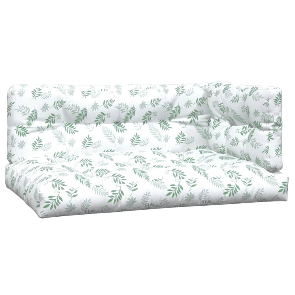 VidaXL coussins de palette 3 pcs tissu à motif de feuilles