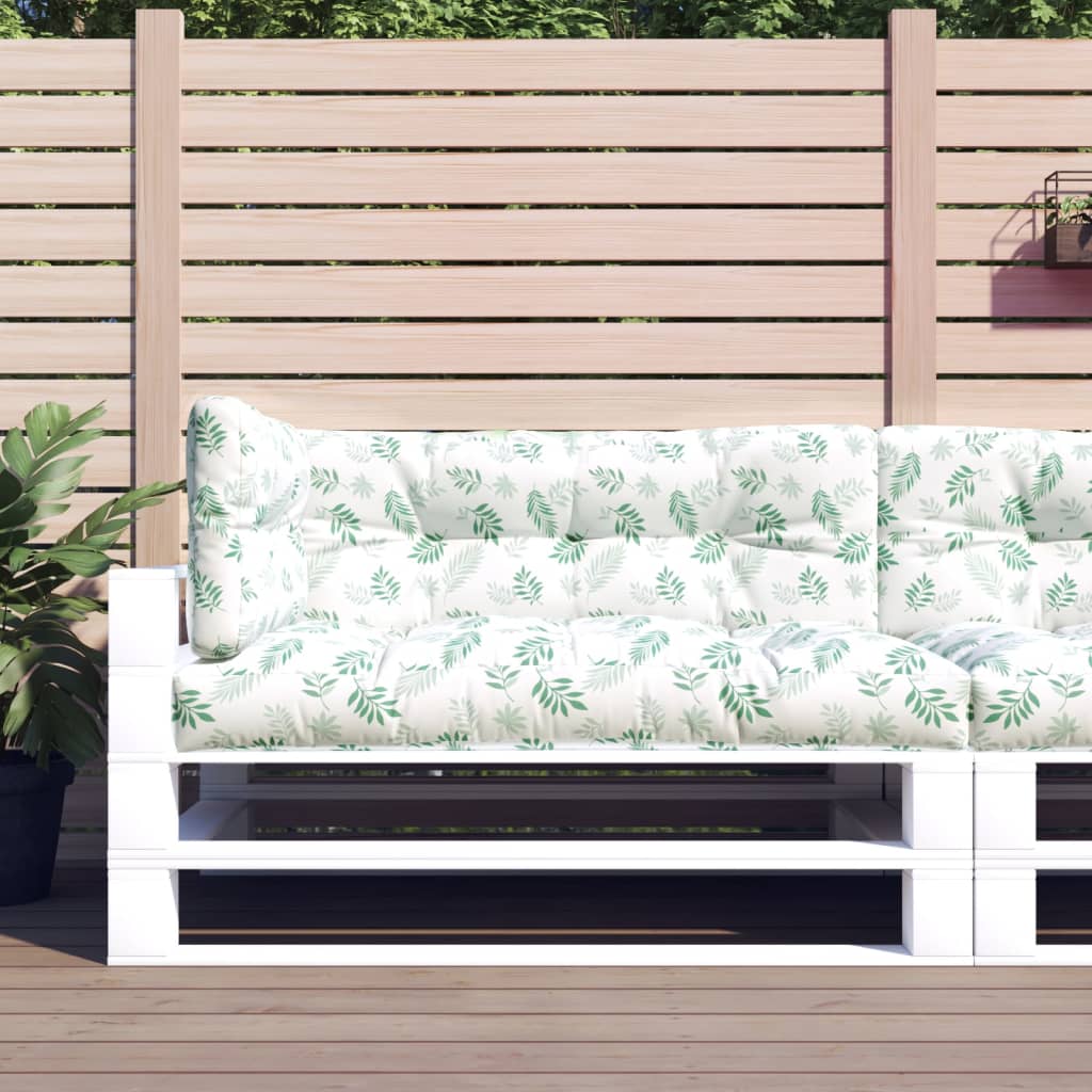 VidaXL coussins de palette 3 pcs tissu à motif de feuilles