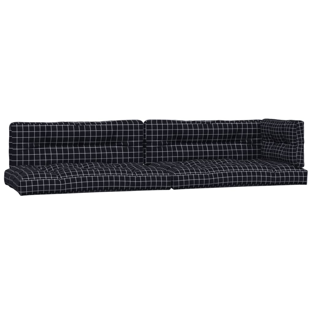 VidaXL coussins de palette 5 pcs tissu motif losange noir