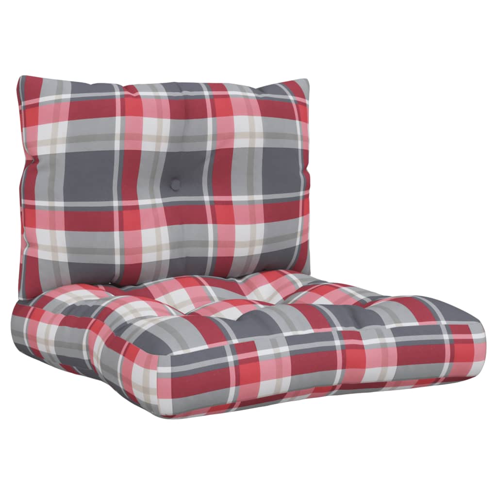 VidaXL coussins de palette 2 pcs tissu motif losange rouge