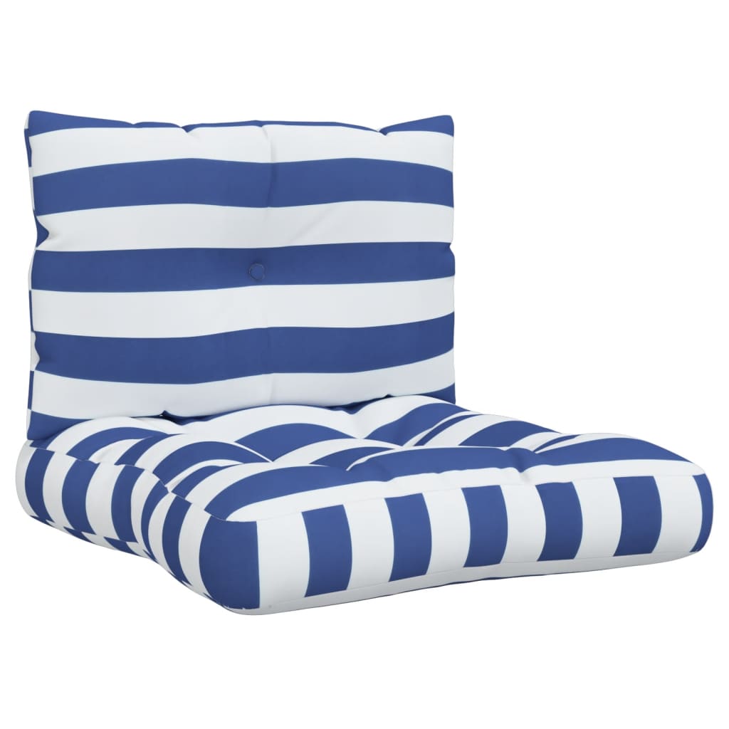 VidaXL coussins de palette 2 pcs tissu oxford rayé blanc et bleu