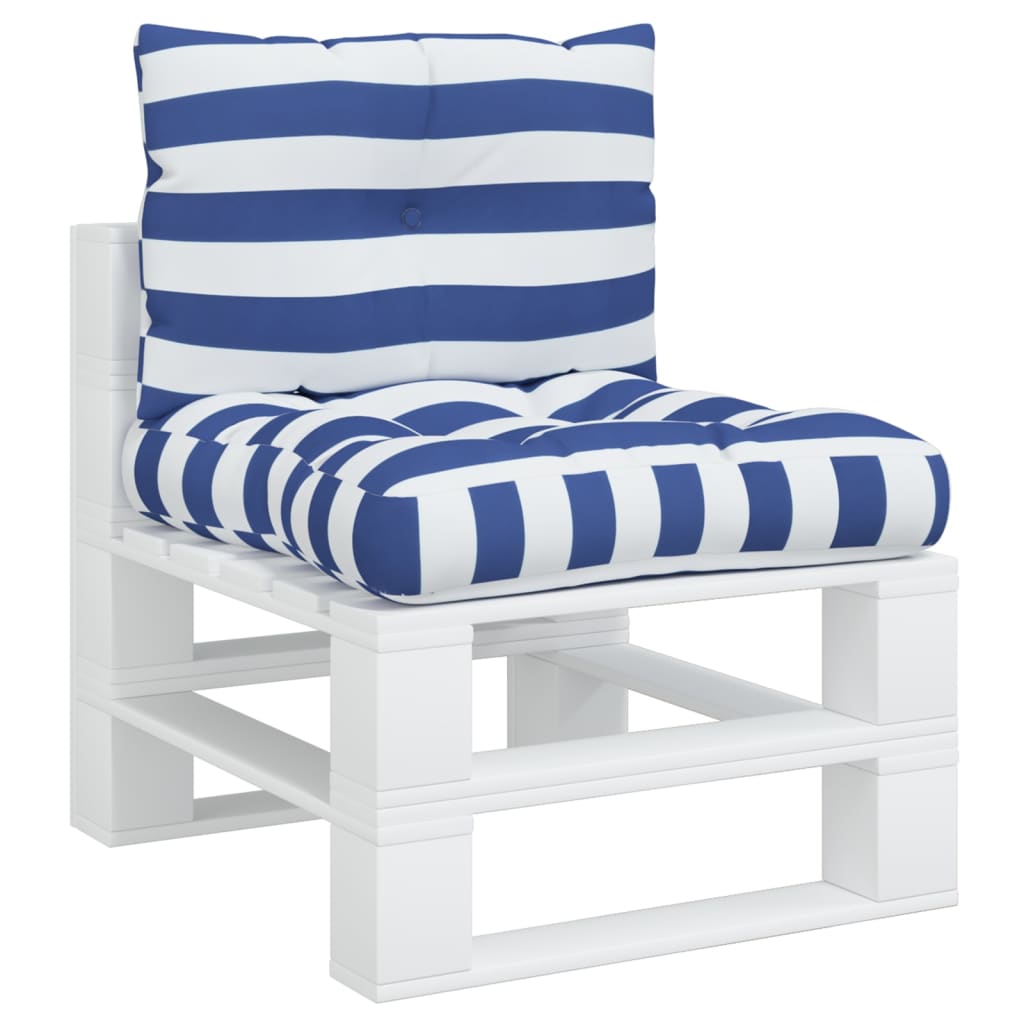 VidaXL coussins de palette 2 pcs tissu oxford rayé blanc et bleu
