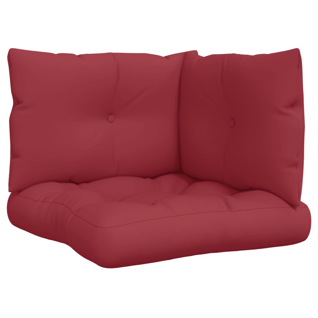 VidaXL coussins de palette 3 pcs tissu rouge vin