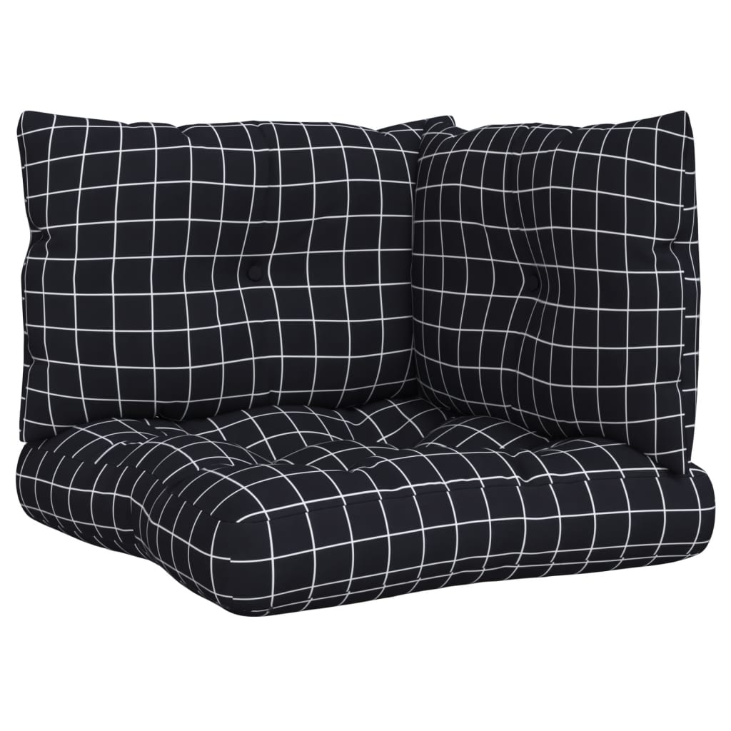VidaXL coussins de palette 3 pcs motif losange tissu oxford noir