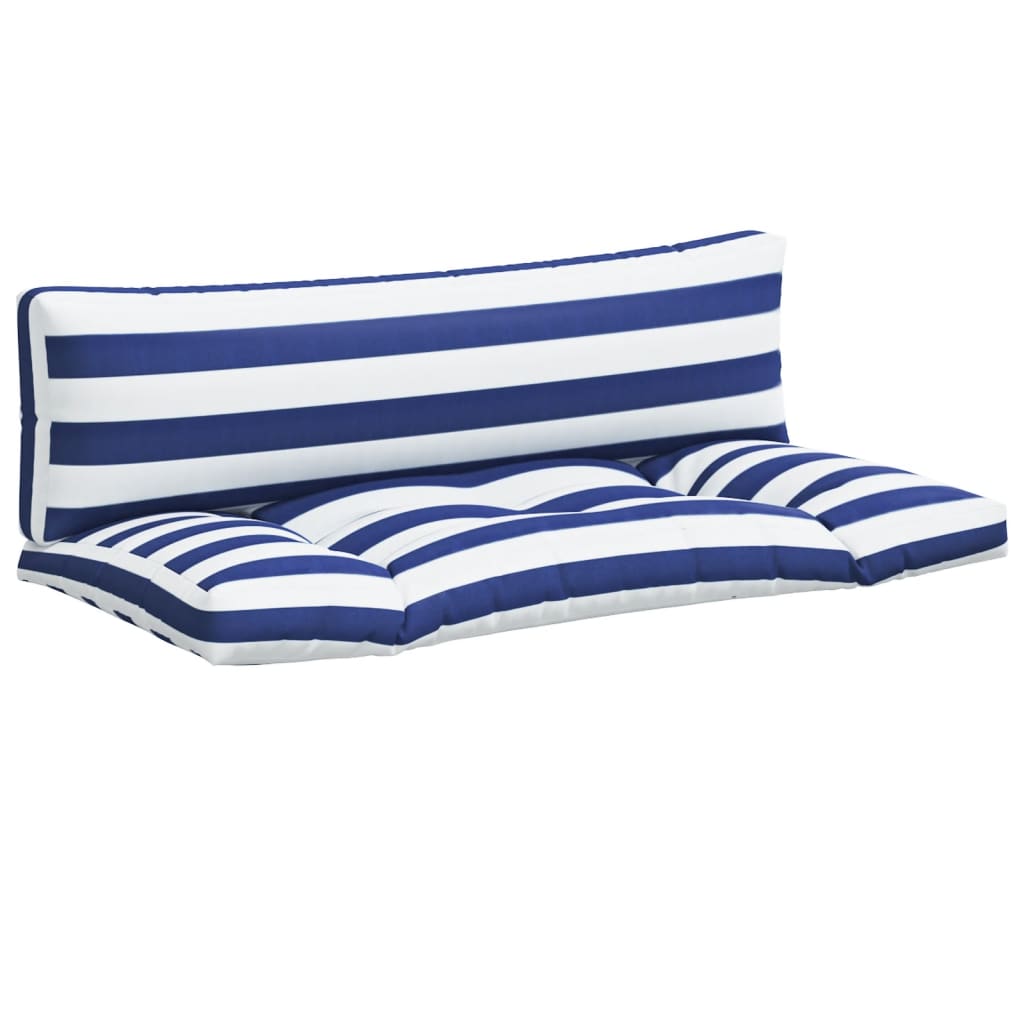 VidaXL coussins de palette 2 pcs tissu oxford rayé blanc et bleu
