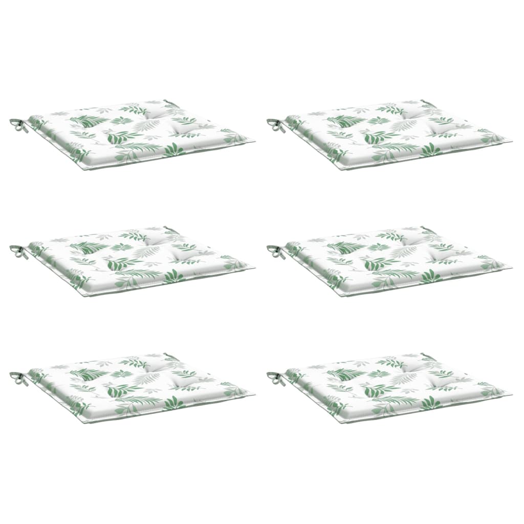 VidaXL Coussins de chaise 6 pcs motif feuille 40x40x3 cm tissu