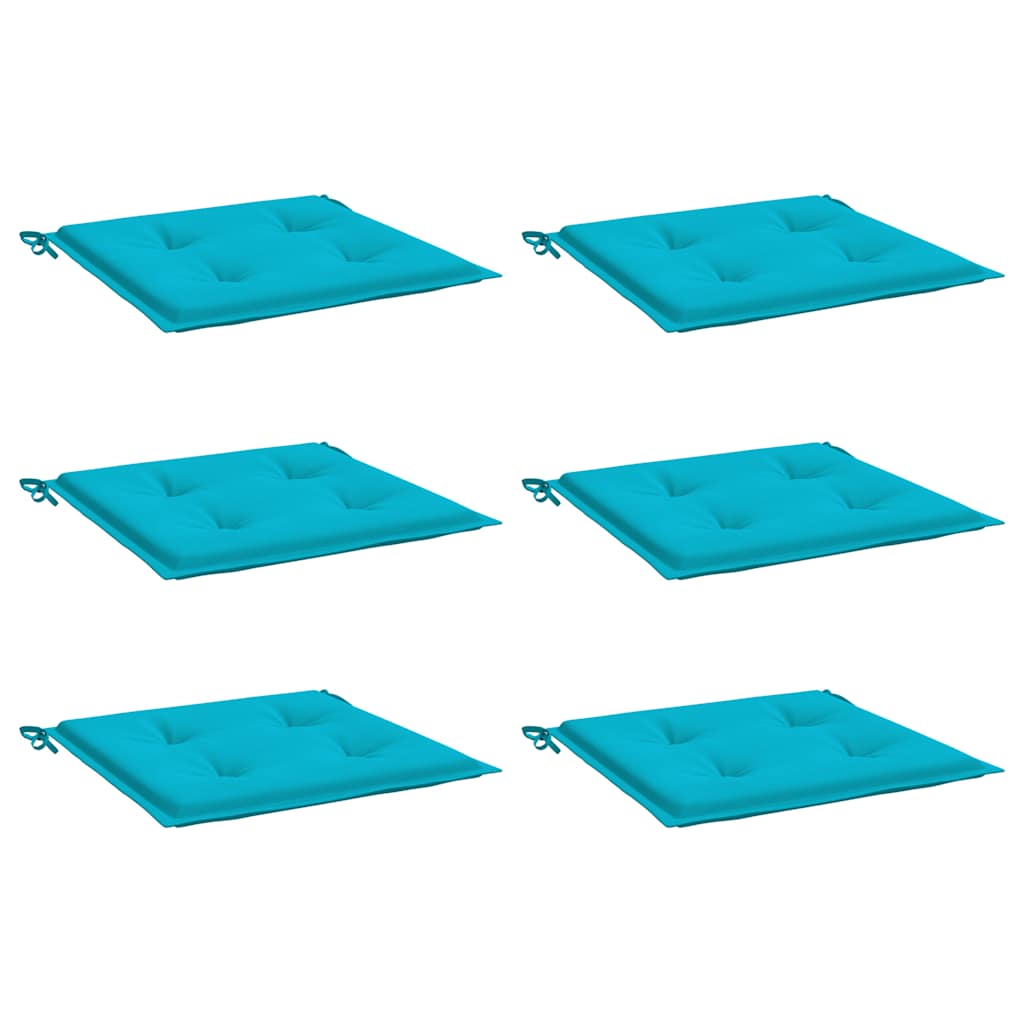 VidaXL coussins de chaise de jardin 6 pcs 40x40x4 cm tissu turquoise