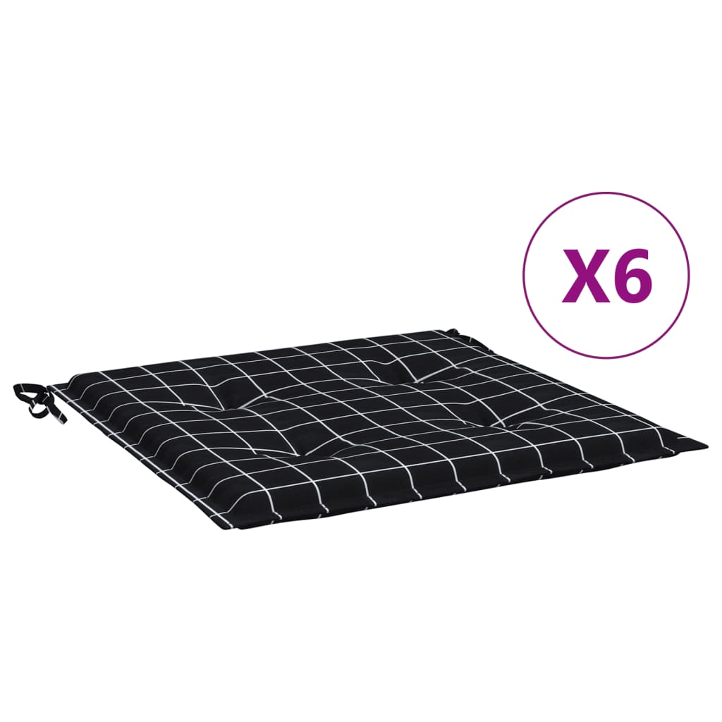 VidaXL Coussins de chaise de jardin 6 pcs motif losange 50x50x3 cm tissu noir