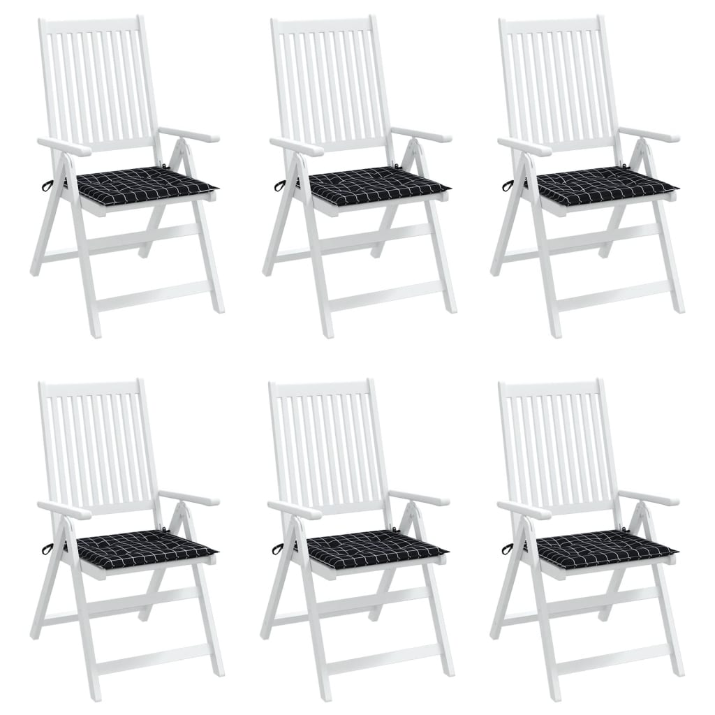 VidaXL Coussins de chaise de jardin 6 pcs motif losange 50x50x3 cm tissu noir