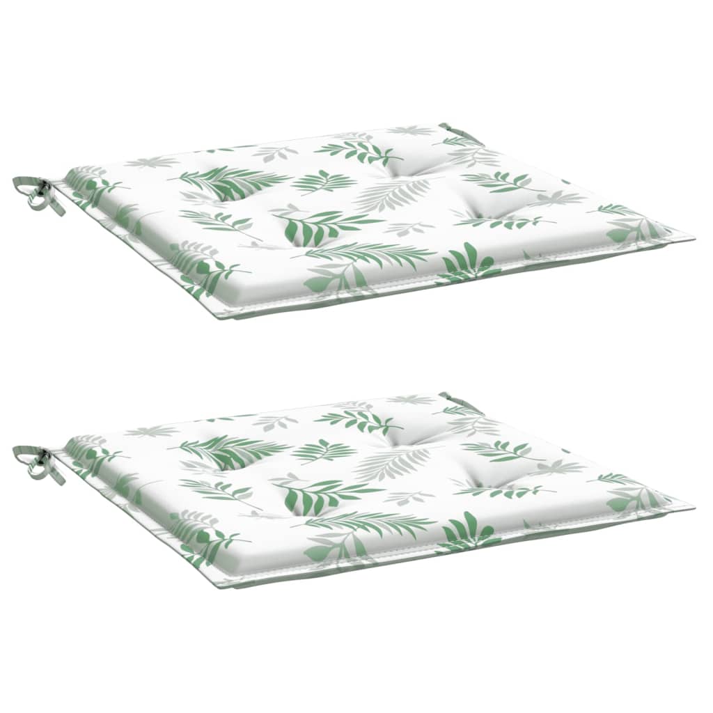 VidaXL coussins de chaise 2 pcs motif feuille 50x50x3 cm tissu
