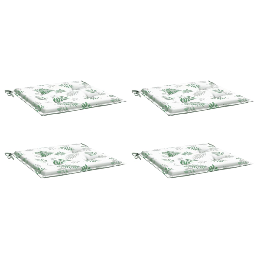 VidaXL coussins de chaise de jardin 4 pcs motif feuille 50x50x3 cm tissu