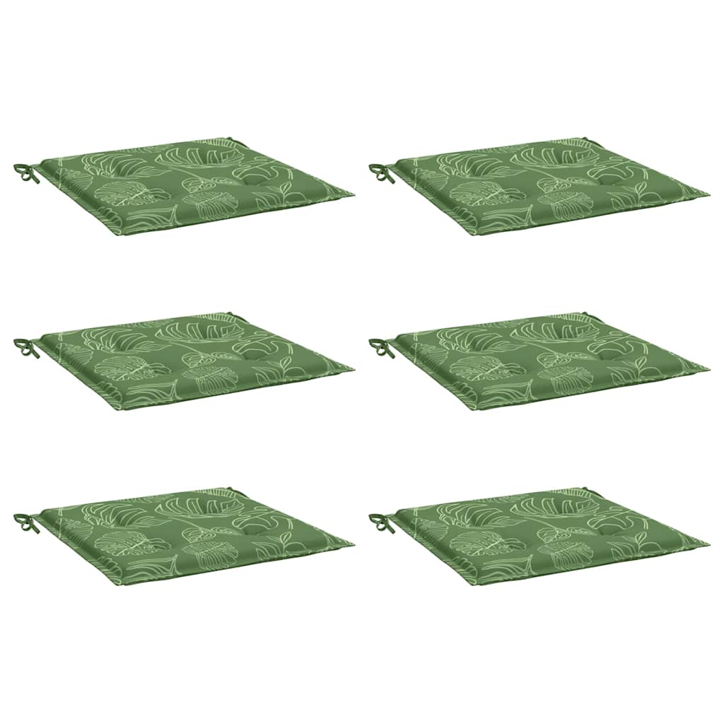 VidaXL coussins de chaise 6 pcs motif feuille 50x50x4 cm tissu