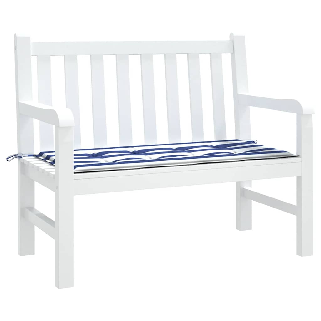 Vidaxx coussin de banc de jardin rayé 100x50x4 cm tissu oxford blanc et bleu