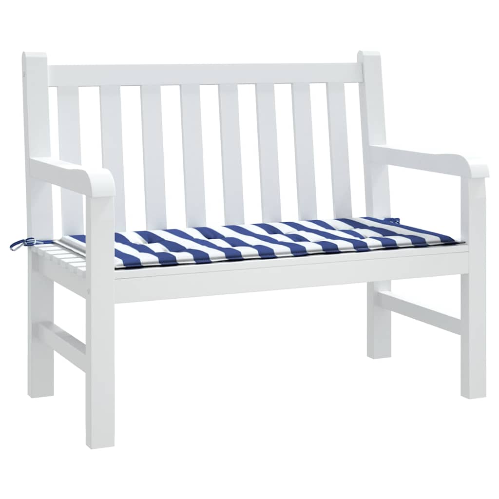Vidaxx coussin de banc de jardin rayé 120x50x4 cm tissu oxford blanc et bleu