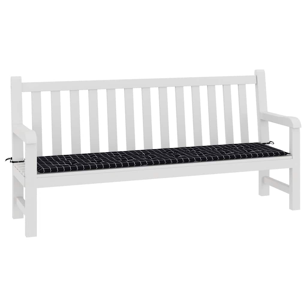 VidaXL coussin de banc de jardin motif diamant 200x50x4 cm tissu noir