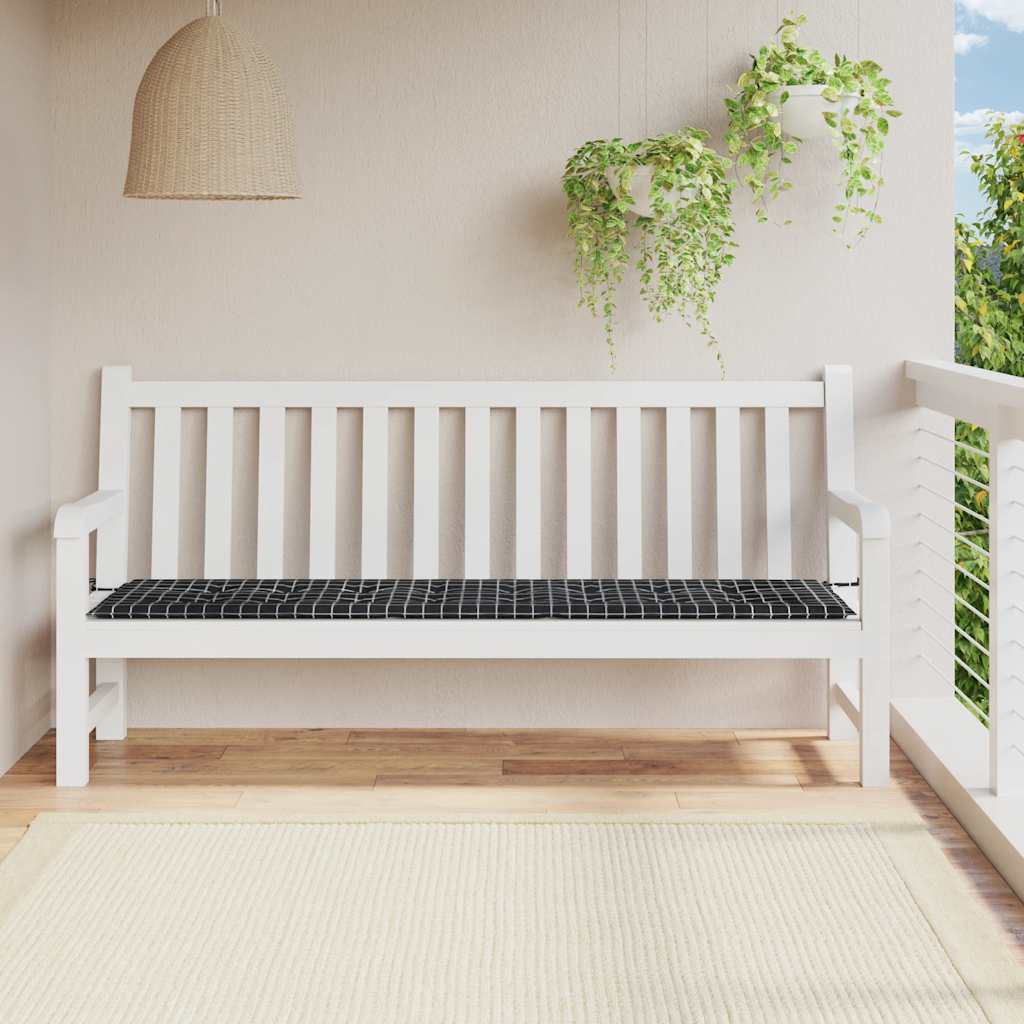 VidaXL coussin de banc de jardin motif diamant 200x50x4 cm tissu noir