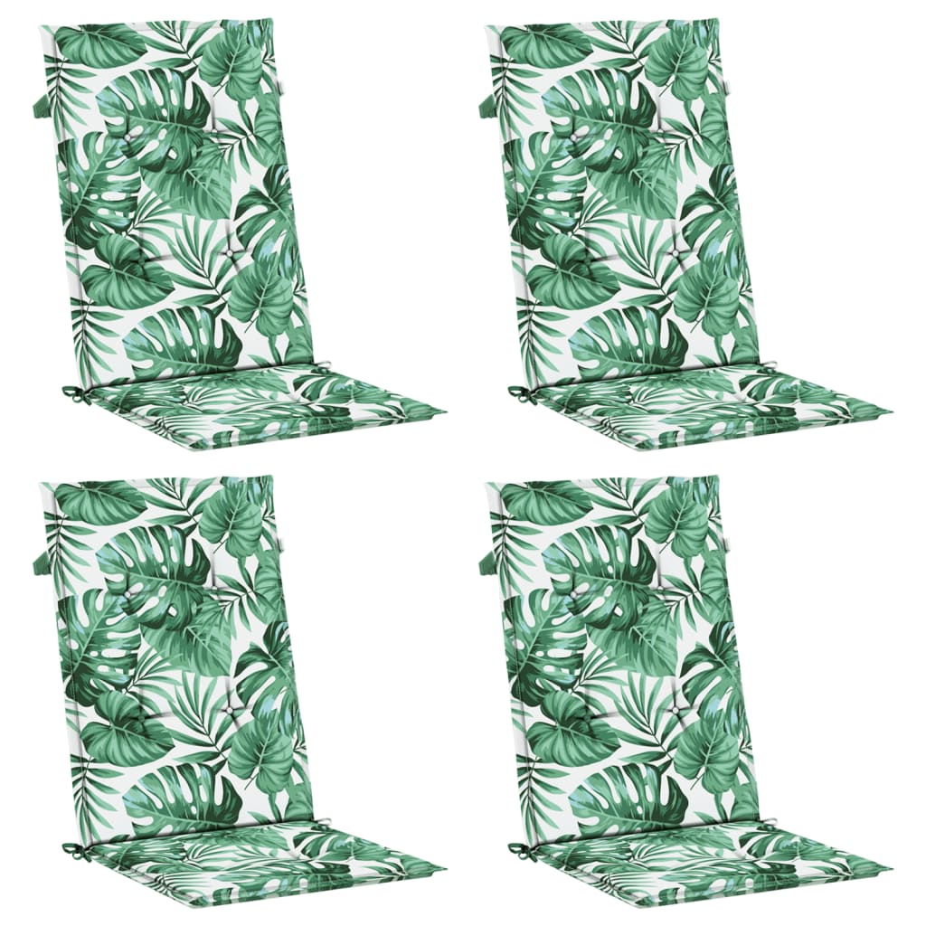 VidaXL Coussins de chaise 4 pcs tissu à motif de feuilles à dossier haut