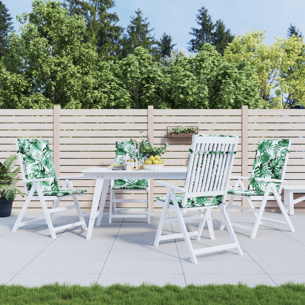 VidaXL Coussins de chaise 4 pcs tissu à motif de feuilles à dossier haut