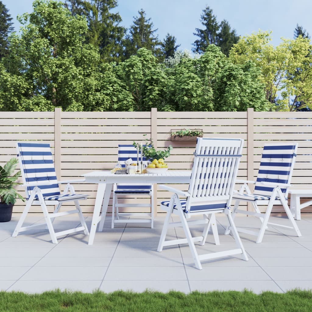 VidaXL coussins de chaise 4 pcs tissu à dossier haut rayé blanc et bleu