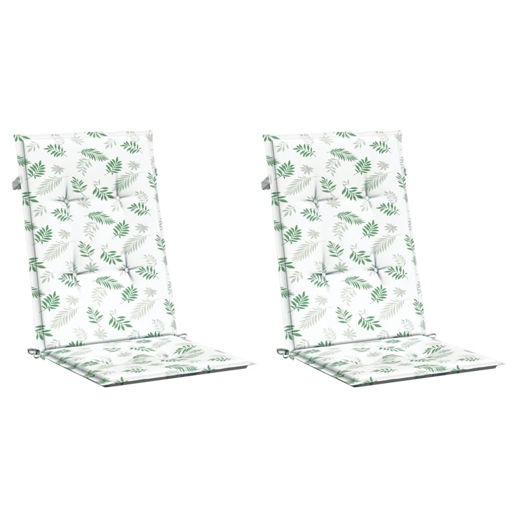 VidaXL coussins de chaise 2 pièces tissu à motif de feuilles à dossier haut