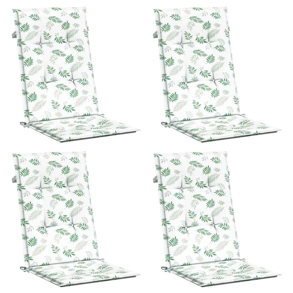 VidaXL coussins de chaise 4 pièces tissu à motif de feuilles à dossier haut