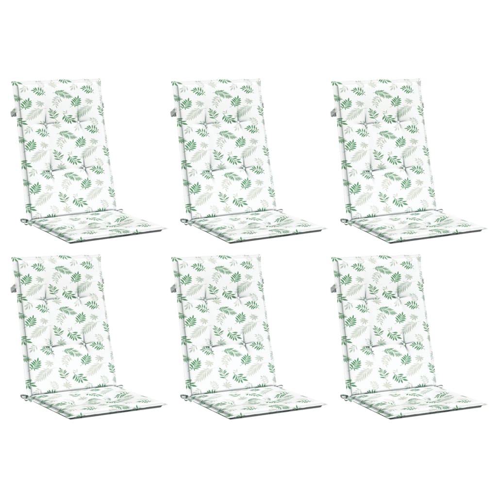VidaXL coussins de chaise 6 pièces tissu à motif de feuilles à dossier haut