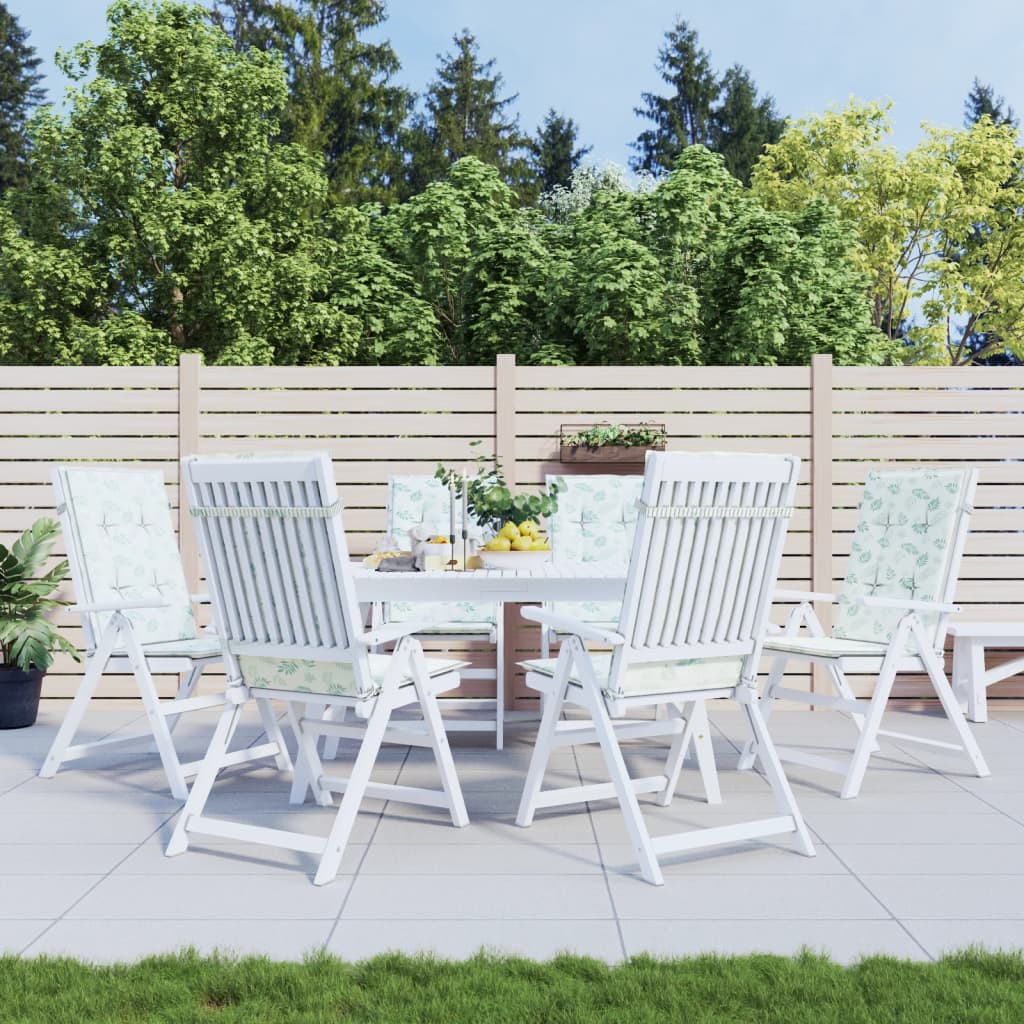 VidaXL coussins de chaise 6 pièces tissu à motif de feuilles à dossier haut