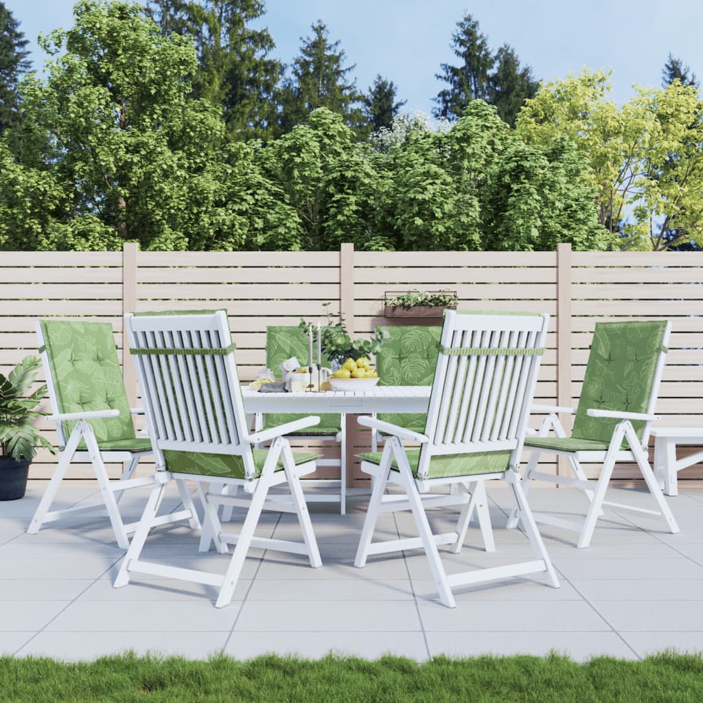 VidaXL coussins de chaise 6 pièces tissu à motif de feuilles à dossier haut